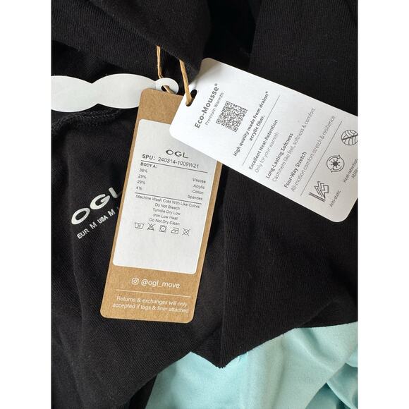 NWT OGL LiteWarm Surplice Wrap Tank Top Black Eco Mousse Size Medium - Picture 9 of 9